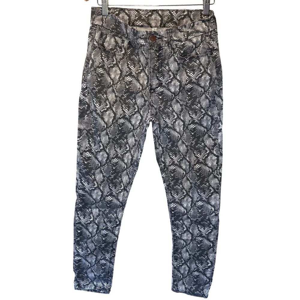 Seven7 Snakeskin Print Stretch 10 Skinny Jeans Grey Black White Denim Indie Rock